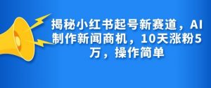 揭秘小红书起号新赛道，AI制作新闻商机，10天涨粉1万，操作简单-网创论坛