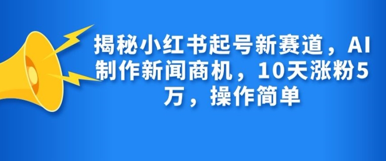 揭秘小红书起号新赛道，AI制作新闻商机，10天涨粉1万，操作简单-网创论坛
