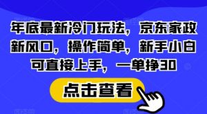 年底最新冷门玩法，京东家政新风口，操作简单，新手小白可直接上手，一单挣30【揭秘】-网创论坛