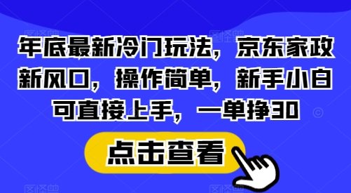 年底最新冷门玩法，京东家政新风口，操作简单，新手小白可直接上手，一单挣30【揭秘】-网创论坛