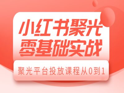 小红书聚光零基础实战,聚光平台投放课程从0到1-网创论坛
