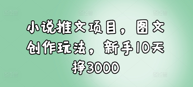 小说推文项目，图文创作玩法，新手10天挣3000-网创论坛