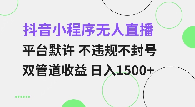 抖音小程序无人直播 平台默许 不违规不封号 双管道收益 日入多张 小白也能轻松操作【仅揭秘】-网创论坛