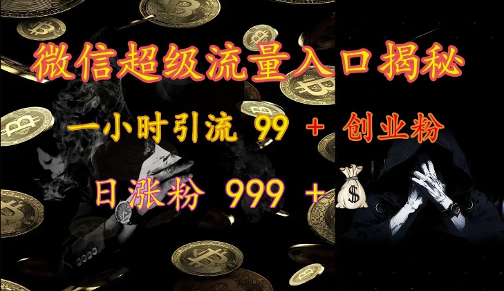 微信超级流量入口揭秘:一小时引流 99 + 创业粉,日涨粉 999 +-网创论坛