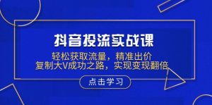 抖音投流实战课，轻松获取流量，精准出价，复制大V成功之路，实现变现翻倍-网创论坛