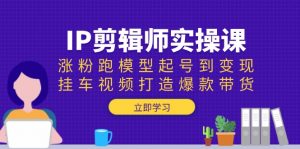IP剪辑师实操课：涨粉跑模型起号到变现，挂车视频打造爆款带货-网创论坛