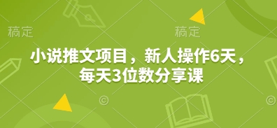 小说推文项目，新人操作6天，每天3位数分享课-网创论坛