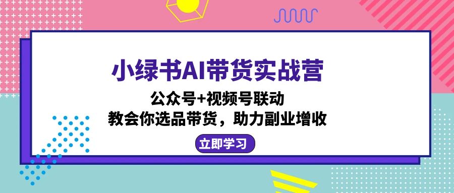 小绿书AI带货实战营：公众号+视频号联动，教会你选品带货，助力副业增收-网创论坛
