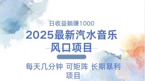 2025最新汽水音乐躺赚项目 每天几分钟 日入1000＋-网创论坛