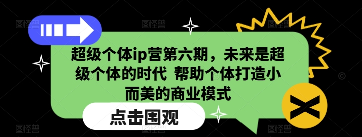 超级个体ip营第六期，未来是超级个体的时代  帮助个体打造小而美的商业模式-网创论坛