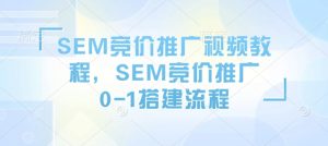 SEM竞价推广视频教程，SEM竞价推广0-1搭建流程-网创论坛