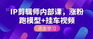 IP剪辑师内部课，涨粉跑模型+挂车视频-网创论坛