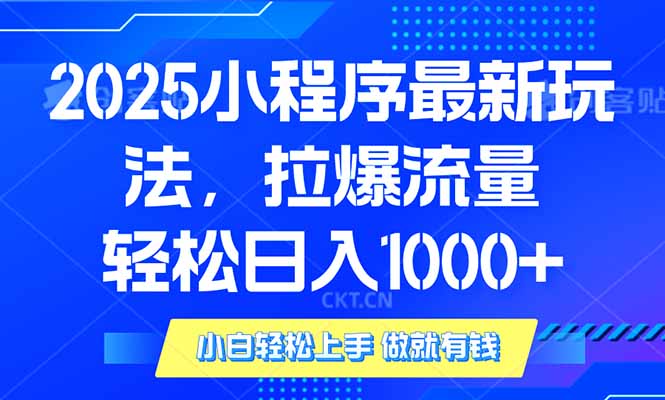 2025年小程序最新玩法，流量直接拉爆，单日稳定变现1000+-网创论坛