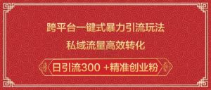 跨平台一键式暴力引流玩法，私域流量高效转化日引流300 +精准创业粉-网创论坛