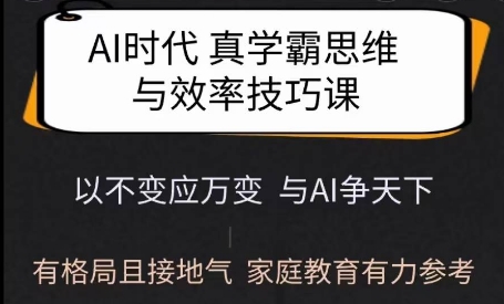 Ai时代真学霸思维与学习方法课，有格局且接地气，家庭教育有力参考-网创论坛