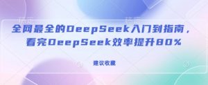 全网最全的DeepSeek入门到指南，看完DeepSeek效率提升80%(建议收藏)-网创论坛