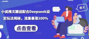小说推文搬运配合Deepseek设定玩法揭秘，流量暴涨100%-网创论坛