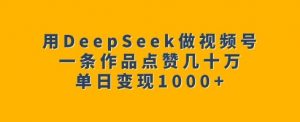 用DeepSeek做视频号，一条作品点赞几十万，单日变现1k-网创论坛