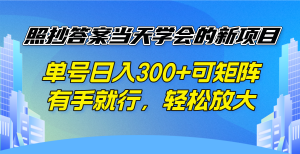 照抄答案当天学会的新项目，单号日入300 +可矩阵，有手就行，轻松放大-网创论坛