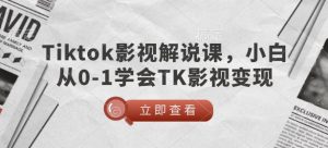 TikTok影视解说课，小白从0-1学会TK影视变现-网创论坛