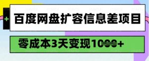 百度网盘扩容信息差项目，零成本，3天变现1k，详细实操流程-网创论坛