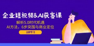 企业短视频&AI获客课：解析5.0时代机遇，AI方法，6步突围与商业定位-网创论坛