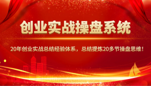 创业实战操盘系统，20年创业实战总结经验体系，总结提炼20多节操盘思维！-网创论坛