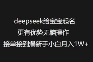 deepseek给宝宝起名更有优势无脑操作接单接到爆新手小白月入1W+-网创论坛