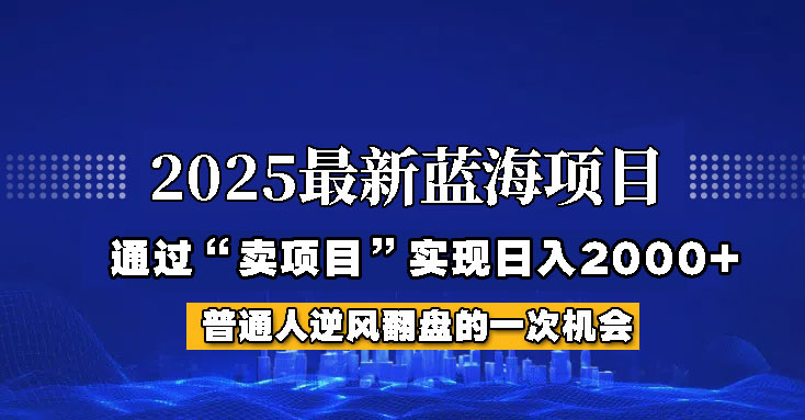 2025年蓝海项目，如何通过“网创项目”日入2000+-网创论坛