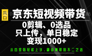 京东短视频带货，0剪辑，0选品，只上传，单日稳定变现1000+-网创论坛