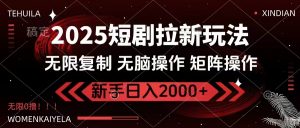 2025短剧拉新玩法，无需注册登录，无限0撸，无脑批量操作日入2000+-网创论坛