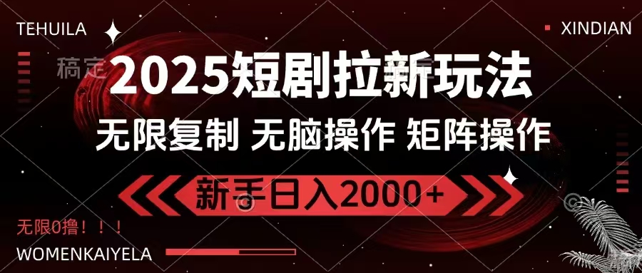 2025短剧拉新玩法，无需注册登录，无限0撸，无脑批量操作日入2000+-网创论坛