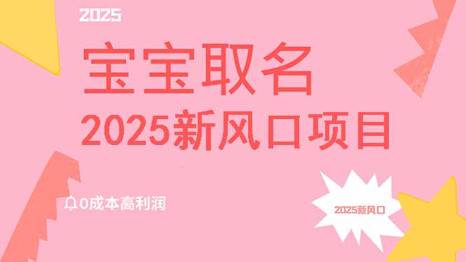 2025新风口项目宝宝取名，0成本高利润，附保姆级教程，月入过万不是梦-网创论坛