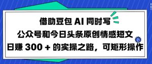 借助豆包AI同时写公众号和今日头条原创情感短文日入3张的实操之路，可矩形操作-网创论坛