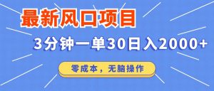 最新短剧项目操作，3分钟一单30。日入2000左右，零成本，无脑操作。-网创论坛