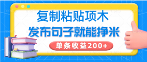 复制粘贴小项目，发布句子就能赚米，单条收益200+-网创论坛