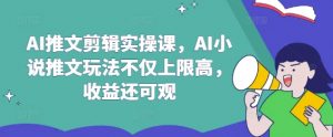 AI推文剪辑实操课，AI小说推文玩法不仅上限高，收益还可观-网创论坛