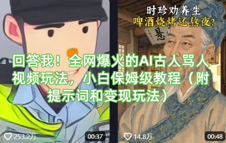 回答我！全网爆火的AI古人骂人视频玩法，小白保姆级教程(附提示词和变现玩法)-网创论坛