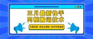 三月最新快手同框搬运技术，无需混剪 条条出爆款 安卓苹果通用-网创论坛