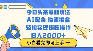 今日头条最新玩法，思路简单，复制粘贴，轻松实现矩阵日入2000+-网创论坛
