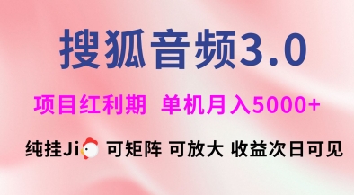 搜狐音频挂ji3.0.可矩阵可放大,独家技术,稳定月入5000+【揭秘】-网创论坛