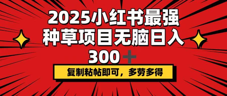 2025小红书最强种草项目，无脑日入300+，复制粘帖即可，多劳多得-网创论坛