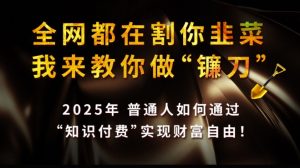 全网都在割你韭菜，我来教你做镰刀,2025普通人如何通过知识付费，实现财F自由【揭秘】-网创论坛