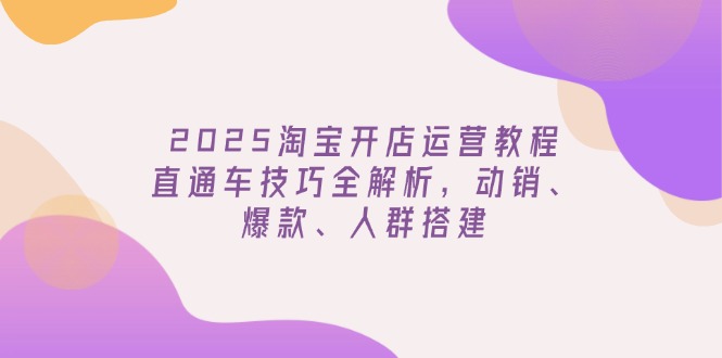 2025淘宝开店运营教程更新，直通车技巧全解析，动销、爆款、人群搭建-网创论坛