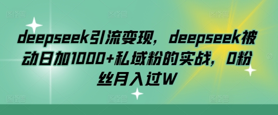 deepseek引流变现，deepseek被动日加1000+私域粉的实战，0粉丝月入过W-网创论坛