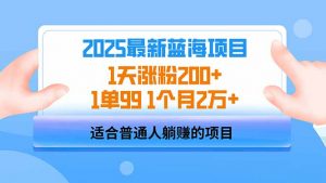 2025蓝海项目 1天涨粉200+ 1单99 1个月2万+-网创论坛