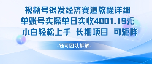 视频号银发经济赛道单账号实操单日实收1k+，小白轻松上手长期项目-网创论坛