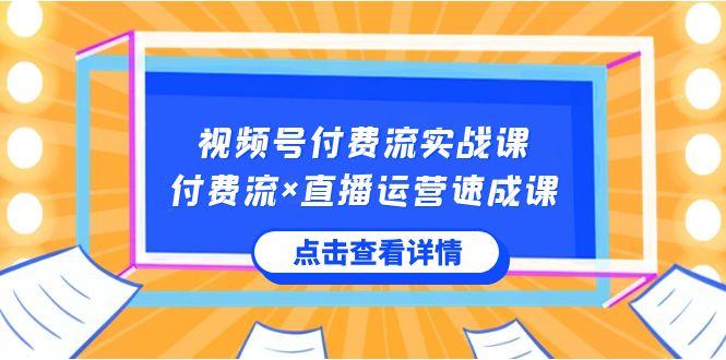 视频号付费流实战课，付费流×直播运营速成课，让你快速掌握视频号核心运营技能-网创论坛