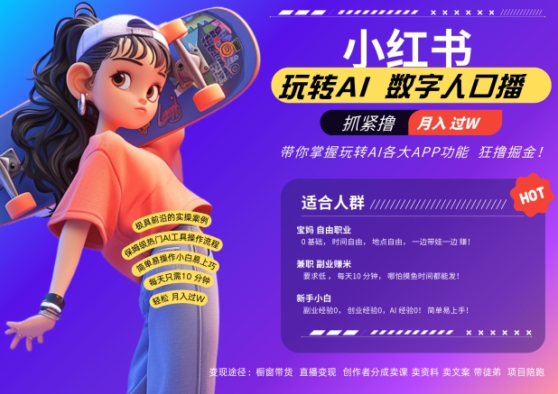 小红书数字人暴力起号，AI改写文案，再也不用费劲录口播，流量火爆月入破W轻松拿捏-网创论坛