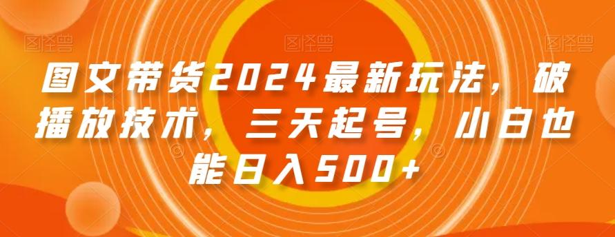 图文带货2024最新玩法，破播放技术，三天起号，小白也能日入500+【揭秘】-网创论坛